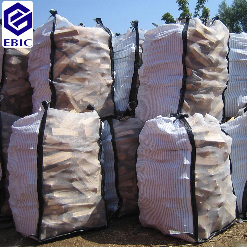 Customized 1000kgs-2000kgs PP Woven Cross Corner Loops Baffle Building Sand Super Sack Sling Ton Jumbo Bulk FIBC Q Anti-UV Ventilated Firewood Mesh Big Bag